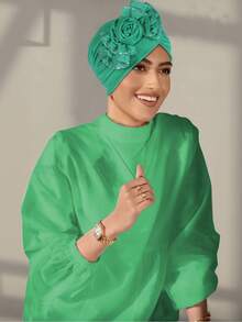 1 chiếc khăn trùm đầu tối giản màu trơn đính hạt bên hông dành cho nữ, thích hợp cho đám cưới, tiệc tùng, ngày lễ và sử dụng hàng ngày như mũ ngủ. - Nhiều màu - Xem 20