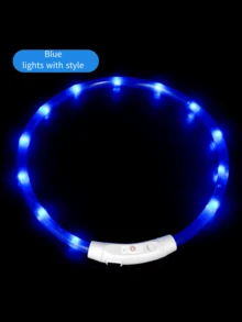1pc LED Glowing Dog Collar, USB Rechargeable, Bright Luminous Pet Necklace, Anti-Lost Night Light, Long-Lasting Illumination, Multi-Color Fiber Optic & LED Strip Options