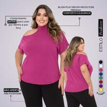 Women's Plus Size Blouse Basic Blouse Loose Top From G1 To G5 - 玫瑰紅 - 查看 1