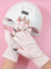 Gel Nail Art UV Protection Gloves, UV Light Therapy Gloves, Pink Fingerless Gloves (1 Pair), Prevent Skin Tanning Under Nail Lamp, Ideal For Nail Artists, DIY Nail Enthusiasts And Nail Salons (Valentine's Day, Mother's Day Gift), Nail Supplies, Nail Tools, Nail Art Tools, Back To School Season, Nail Art, Nail Tip Tools - Pink - View 1