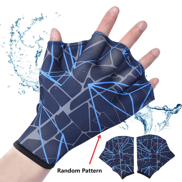1 Paar Wasser Webbed Schwimmhandschuhe, Handflossen, Tauchflossen, Finger Webbed Hand Paddel in S/M/L für verstärkten Griff, froschförmiges Finger Mesh Wasser Trainingsgerät, lebendiges geometrisches Muster, Tauchtextur Bespannung, beständige Nylon/Gummi-Mischung, Schwimm-Hilfspaddel, Aerobic-Trainingsgeräte, Schutzhandschuhe, Waschhandschuhe, unisex Schwimmbedarf für Innen- und Outdoor-Tauchen, Schnorcheln und Surfen