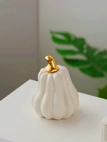 1个陶瓷南瓜造型摆件，简约现代工艺，适用于桌面、办公室、家居装饰 - 白色 - 查看 3