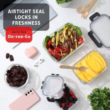 (2x37oz 2x13 Oz) & (2x33oz+2x15oz) & (2x27oz+2x10 Oz) + 12 Lids + 12 Seals Glass Food Storage Set Gray Dishwasher , Oven, Microwave, Refrigerator, And Freezer . Ideal For Dinner Preparation, Party Food Preparation, Afternoon Tea Preparation, Holiday Party Preparation, And Family Gatherings. - Grey - View 4