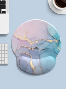 Marble Print Mouse Pad With Wrist Rest