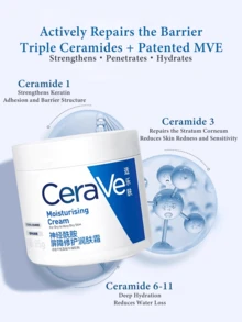 CeraVe Kem dưỡng ẩm 50ml/85g, phù hợp cho da khô đến rất khô, chứa ba loại Ceramide, Axit Hyaluronic, Vitamin E, Cholesterol và công nghệ MVE, dưỡng ẩm lâu dài 24 giờ, phục hồi hàng rào bảo vệ da, không chứa hương liệu, cồn, chất tạo màu, không nhờn rít và mang lại cảm giác sảng khoái. - Kem dưỡng ẩm - Xem 5