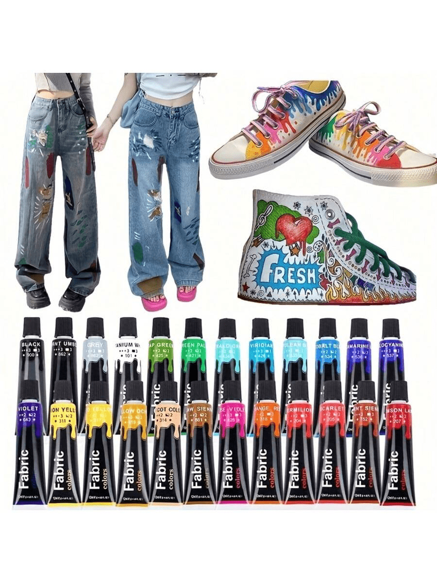 Set de 12/24 colores de pintura acrílica, set de pintura gouache, set de pintura de acuarela, suministros de arte - 12ml/0.4oz, pigmentos permanentes impermeables, variedad de colores para ropa, zapatos, lienzo, piedras, vidrio, manualidades DIY, estudiantes, artistas