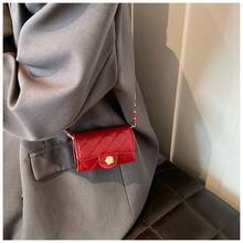 Single Shoulder Bag With Diamond Embroidery And Golden Ball, Crossbody Bag, Mini Casual Bag With Texture For Women - 紅色 - 查看 1