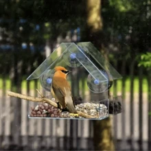 1pc Transparent Acrylic Suction Cup Bird Eater - A Durable External Feeding Bowl Suitable For All Birds, Easy To Clean, Suitable For Window Or Glass Door Installation, Window Bird House | Transparent Design | Acrylic Structure, Outdoor Bird Eater - 無色 - 查看 2