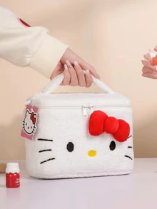 Sanrio 3D Plush Cosmetic Bag, Adorable Characters Design, Hello Kitty, My Melody, Kuromi & Cinnamoroll Designs, Extra Large Capacity & Wide Opening For Easy Packing, Soft Premium Quality Fabric With Double Zipper Closure, Perfect For Travel, Daily Use & As A Gift For Girl Friend