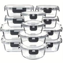 (2x37oz 2x13 Oz) & (2x33oz+2x15oz) & (2x27oz+2x10 Oz) + 12 Lids + 12 Seals Glass Food Storage Set Gray Dishwasher , Oven, Microwave, Refrigerator, And Freezer . Ideal For Dinner Preparation, Party Food Preparation, Afternoon Tea Preparation, Holiday Party Preparation, And Family Gatherings. - Grey - View 2