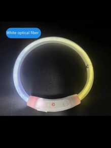 1pc LED Glowing Dog Collar, USB Rechargeable, Bright Luminous Pet Necklace, Anti-Lost Night Light, Long-Lasting Illumination, Multi-Color Fiber Optic & LED Strip Options