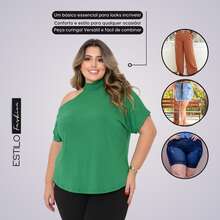 Plus Size Women's Blouse Basic Blouse Loose Top From G1 To G5 - 綠色 - 查看 5