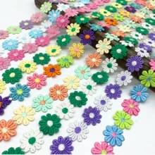 1 yarda 25mm Lindo de encaje con flores de margarita coloridas para tejer cinta bordada de boda DIY hecha a mano con parches, suministros de costura, manualidades - Elige colores - Ver 5