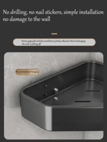1pc Custom Text No Punching Bathroom Corner Shelf, Kitchen And Bathroom Storage Corner Shelf, Wall Mounted Bathroom Corner Shelf, Triangular Basket Layer Shelf - Multicolor - View 5
