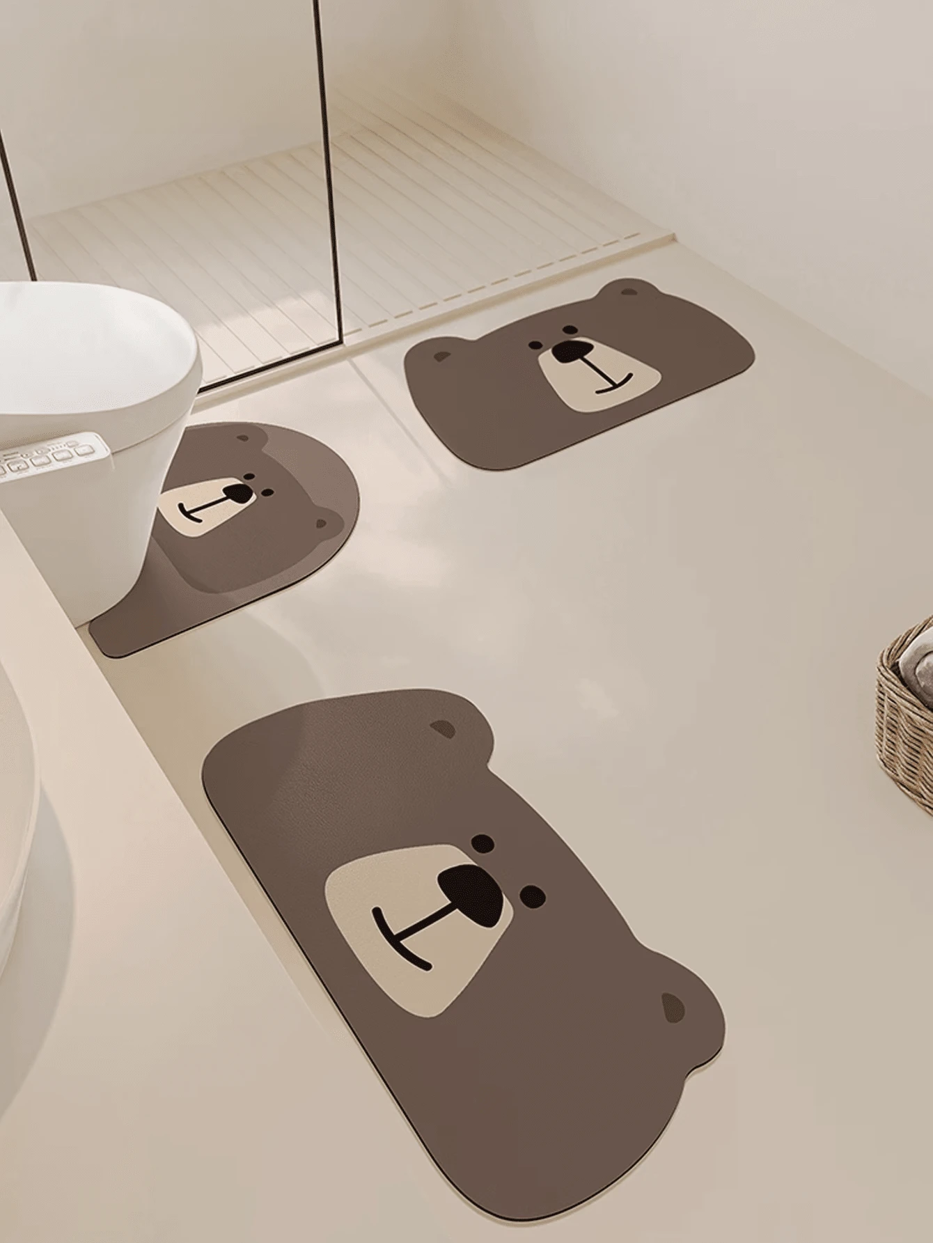 1/3 pièces Tapis de bain rétro antidérapants et absorbants, tapis de toilette en forme de U en gel de silice et tapis de vanité, décoration d'entrée de 2,5 mm d'épaisseur, décoration de salle de bain et de cuisine, tapis de cuisine