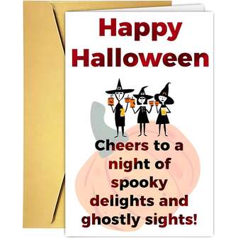 1 张趣味万圣节贺卡，为孩子和成人欢呼，万圣节快乐装饰礼物，感谢卡，万圣节贺卡