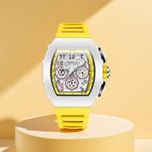 Fashionable Men's Quartz Tonneau Watch With Date Display, Waterproof Function, And Luminous Watch, Suitable For Leisure And Outdoor Sports, Is An Ideal Gift Choice For Men.