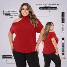 Plus Size Women's Blouse Basic Blouse Loose Top From G1 To G5 - 紅色 - 查看 1
