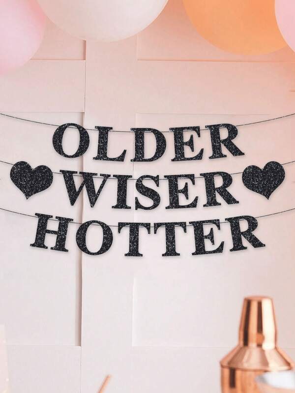 1Set, Older Wiser Hotter DIY String Glitter Banner Funny Birthday Party Decorations For Women Glitter Happy Birthday Banner 21st 30th 40th 50th 60th 70th 80th Birthday Party Supplies,Christmas