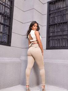 Women Pants - Màu be - Xem 3