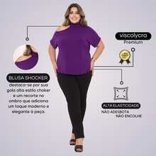 Plus Size Women's Blouse Basic Blouse Loose Top From G1 To G5 - Red Violet - View 2