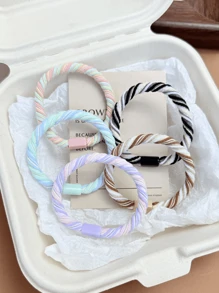 5/1 pezzo/Set Elastici per capelli a maglia intrecciata, elastici per capelli a maglia intrecciata di colore solido versatili e morbidi, fermacode per coda di cavallo durevole, accessori per capelli da donna, adatti per uso quotidiano, feste, lavoro, viaggi, bagno, regalo ideale per famiglia e amici Elastici per capelli, Fermacode per coda di cavallo, Elastici per capelli, Fasce per capelli in gomma, Scrunchies, Corda per capelli, Elastico per capelli