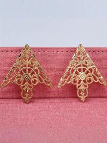 1 Par de Broches Retrô Estilo Triangular Coroa Vazada Floral Alfinete de Colarinho com Corrente, Broche para Decoração de Camisa, Elegante Presente de Jóias Masculinas e Femininas, Acessórios de Roupas para Festa, Casamento, Terno, Clipe de Colarinho, Alfinete de Lapela, Colarinho de Camisa, Broche de Colarinho