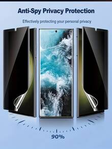 2Pcs Curved Anti Spy Hydrogel Film Explosion Proof And Scratch Resistant Privacy Mobile Screen Protector Film With 1pc Shockproof Camera Lens Protection Transparent Phone Case Compatible With Samsung Galaxy S25 S24 S23 Ultra/Redmi Note 14 13 Pro/Vivo/Realme//Compatible With Xiaomi/OPPO Reno/Honor/Compatible With Huawei - Membrane + Shell - View 9