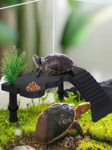 1pc Black Climbing Platform For Tortoise, Tortoise Terrarium, Basking Ramp, Shelter, Resting Ladder And Floating Platform