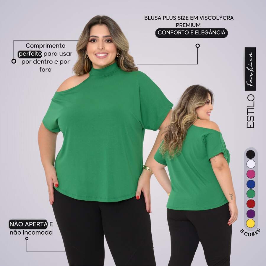 Plus Size Women's Blouse Basic Blouse Loose Top From G1 To G5 - 綠色 - 查看 1