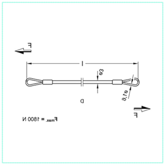 Länge: 150 Mm, Silver, Pack Of 2, GN 111.2-150-D-TR Stainless Steel Retaining Rope