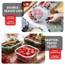 (2x37oz 2x13 Oz) & (2x33oz+2x15oz) & (2x27oz+2x10 Oz) + 12 Lids + 12 Seals Glass Food Storage Set Gray Dishwasher , Oven, Microwave, Refrigerator, And Freezer . Ideal For Dinner Preparation, Party Food Preparation, Afternoon Tea Preparation, Holiday Party Preparation, And Family Gatherings. - Grey - View 6