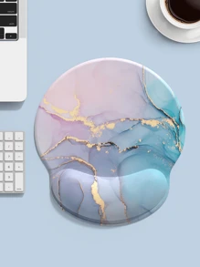 Marble Print Mouse Pad With Wrist Rest