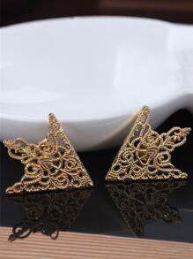 1 Par de Broches Retrô Estilo Triangular Coroa Vazada Floral Alfinete de Colarinho com Corrente, Broche para Decoração de Camisa, Elegante Presente de Jóias Masculinas e Femininas, Acessórios de Roupas para Festa, Casamento, Terno, Clipe de Colarinho, Alfinete de Lapela, Colarinho de Camisa, Broche de Colarinho