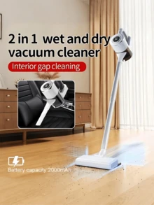 1 件干湿两用无线手持吸尘器，居家及车用，适用于宠物毛发和尘螨，15KPa 强吸力，3 档调节，Type-C 快速充电，30 分钟运行时间，壁挂式收纳，适用于地毯和硬地板 - 灰色 - 查看 2