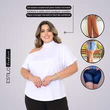 Plus Size Women's Blouse Basic Blouse Loose Top From G1 To G5 - White - View 5