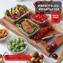 (2x37oz 2x13 Oz) & (2x33oz+2x15oz) & (2x27oz+2x10 Oz) + 12 Lids + 12 Seals Glass Food Storage Set Gray Dishwasher , Oven, Microwave, Refrigerator, And Freezer . Ideal For Dinner Preparation, Party Food Preparation, Afternoon Tea Preparation, Holiday Party Preparation, And Family Gatherings. - Grey - View 3
