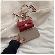 Single Shoulder Bag With Diamond Embroidery And Golden Ball, Crossbody Bag, Mini Casual Bag With Texture For Women - 紅色 - 查看 2