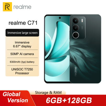  Realme C71 6+128G 8+256G 6300mAh High Capacity Battery Super Smooth 6.67" Display 45W Fast Charg 120HZ Eye Comfort Display