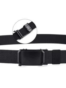Men's Nylon Tactical Belt With Automatic Buckle – Casual And Functional For Students And Everyday Use 1/2/3 KITS - 黑色 - 查看 9