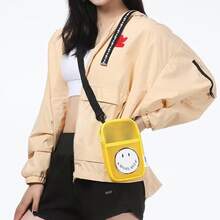 Adidas Bolso de hombro unisex NEO, informal, con cara sonriente, translúcido, para teléfono móvil, pequeño, bandolera, 17,5 x 11 x 2,5 cm - Amarillo - Ver 8