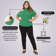 Plus Size Women's Blouse Basic Blouse Loose Top From G1 To G5 - 綠色 - 查看 2
