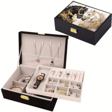 Kit de Pintura de Diamante DIY Caixa de Jóias - 2 Camadas, Portátil à Prova d'Água, Armazenamento Simples e Espaçoso, Perfeito para Brincos, Anéis, Colares, Pulseiras - Presente Ideal para Mulheres, Caixa de Jóias de Luxo | Caixa de Padrão Vibrante | Com Trava, Adequada para Presentes de Feriado