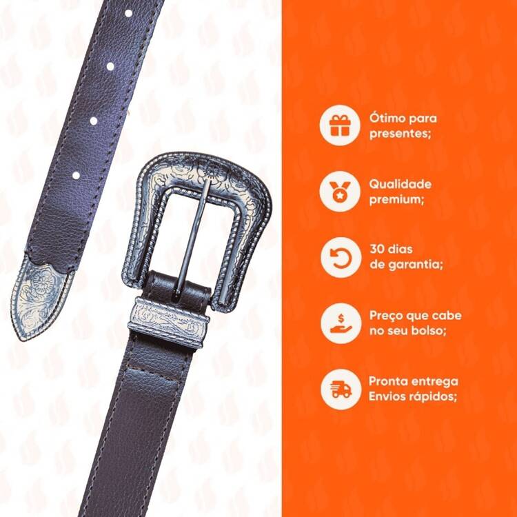Women's Belt 3cm Buckle Country Boiadeira Current Fashion Winter Summer 96090 - 咖啡 - 查看 5