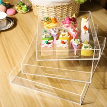 1 conjunto de organizador de bandeja de acrílico transparente/preto, suporte para cosméticos, joias, maquiagem, banheiro, cozinha, balcão, luz de luxo - Multicolorido - Ver 3