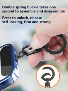 360°旋转不锈钢手机挂绳配件，可拆卸金属环扣钥匙扣，适用于智能手机壳，超薄喷漆夹式手机支架，是送给母亲、家人、朋友的理想生日礼物 - 彩色 - 查看 2