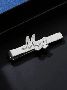 Clip de corbata grabado personalizado mate, gemelos de acero inoxidable con monograma, joyería de boda para el novio, accesorios de moda para hombres