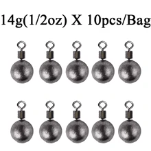 Topline Tackle 10pcs/Lot Fishing Weights Sinkers 3.5g 5g 7g 10g 14g Fishing Sinker Fishing Tackle Accessories