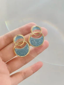 2 paia di eleganti orecchini ad anello blu retrò per donne, gioielli adatti per abiti, festival e feste