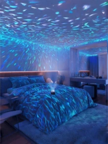 1pc USB-Powered Water Ripple Night Light – Multi-Color LED Star Light With Blue Lighting Effect, Perfect For Bedroom & Living Room Decor, Romantic Atmosphere Creator For Christmas, Valentine'S Day, Weddings, And Birthdays, Bedroom Night Light | Water Ripple Effect | Decorative Lamp, LED Lights For Bedroom - ánh sáng đa sắc - Xem 6